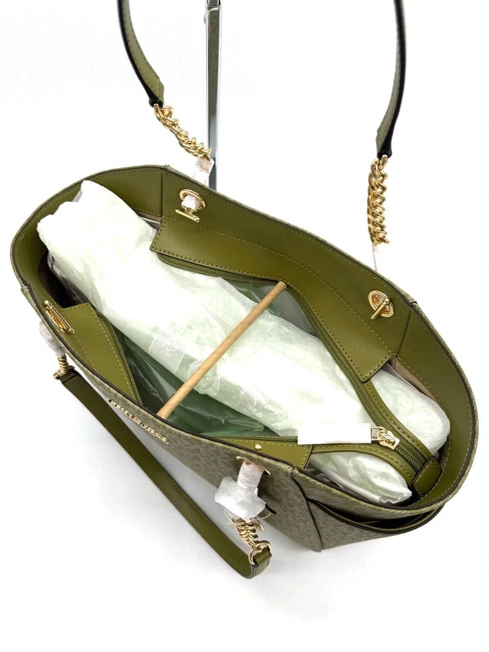 Michael Kors Jet Set Large Signature Logo Shoulder Bag-Oregano